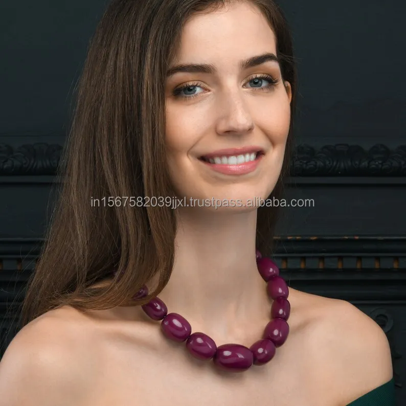 Resin oval save bead necklace Fashion resin necklace Resin flower necklace