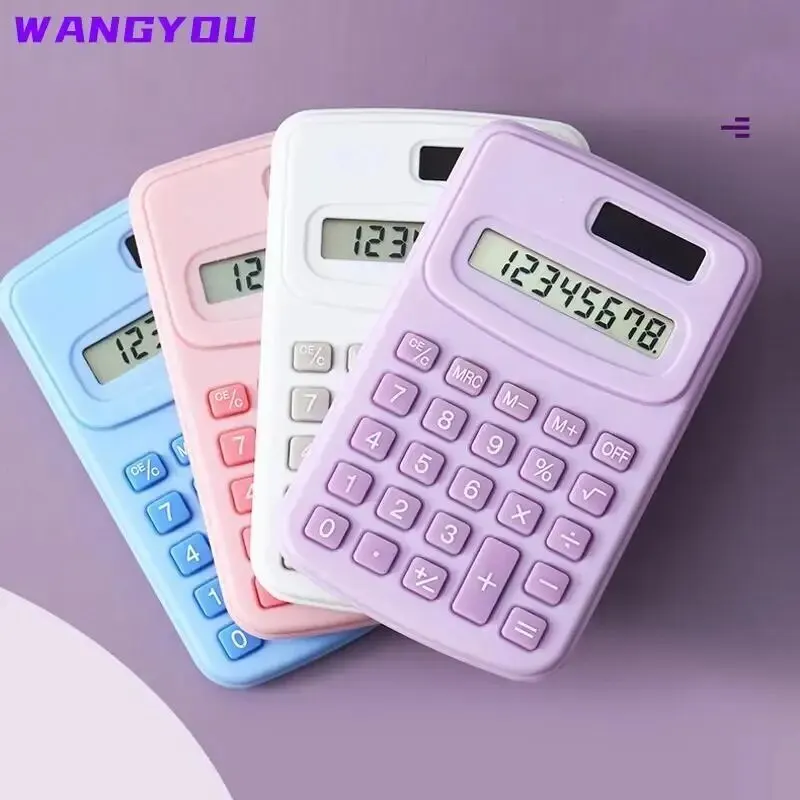 Small Solar Calculator Portable Calculator Cute 8 Digits LCD Electronic Home Office Calculator for Kid Primary School Calculator