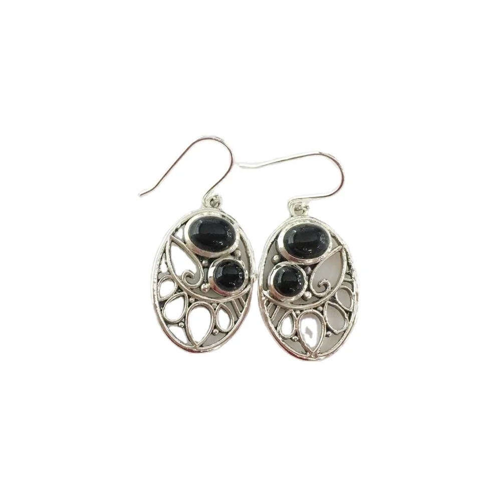 Beautiful Design Black Onyx Gemstone 925 Sterling Silver Earrings Jewelry Wholesale Online 925 Sterling Silver Gemstone Earrings