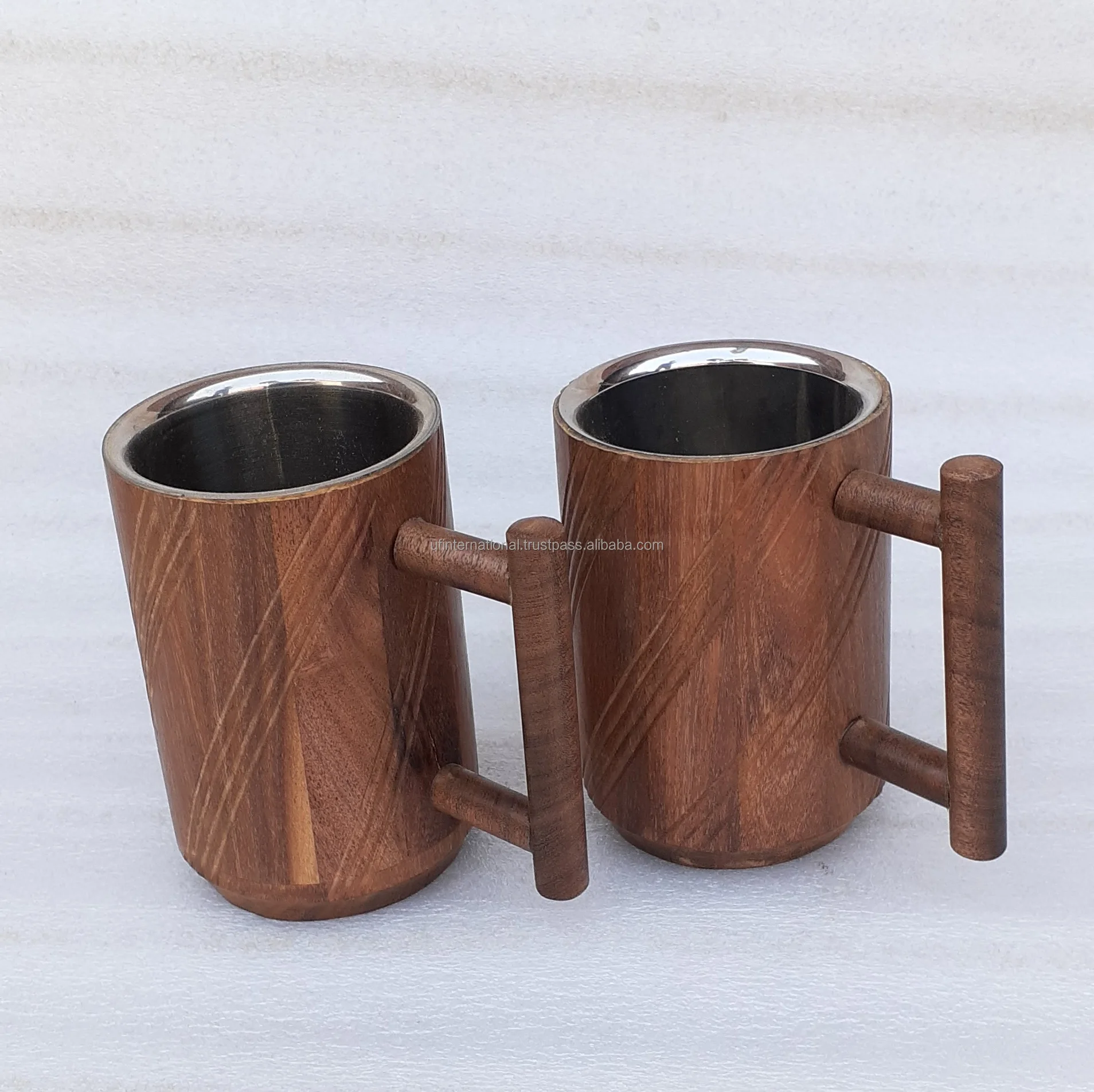  Лидер продаж 2021 пивные кружки из нержавеющей стали большой емкости с имитацией бочонка деревянные кофейные ручкой лучшее качество