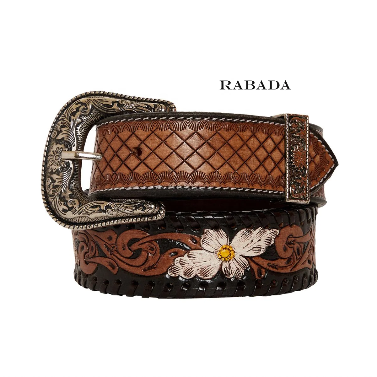 Western Style Hand Tooled Carving Belts Stylish Leather Belts For Women Real Handmade Waist Belts