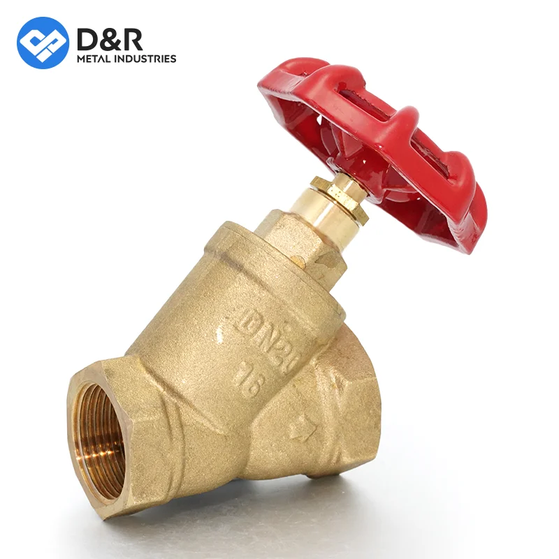 D&R high quality forging cast Iron handwheel water compression y type 3/4 inch brass stop valve for plumbing pipe
