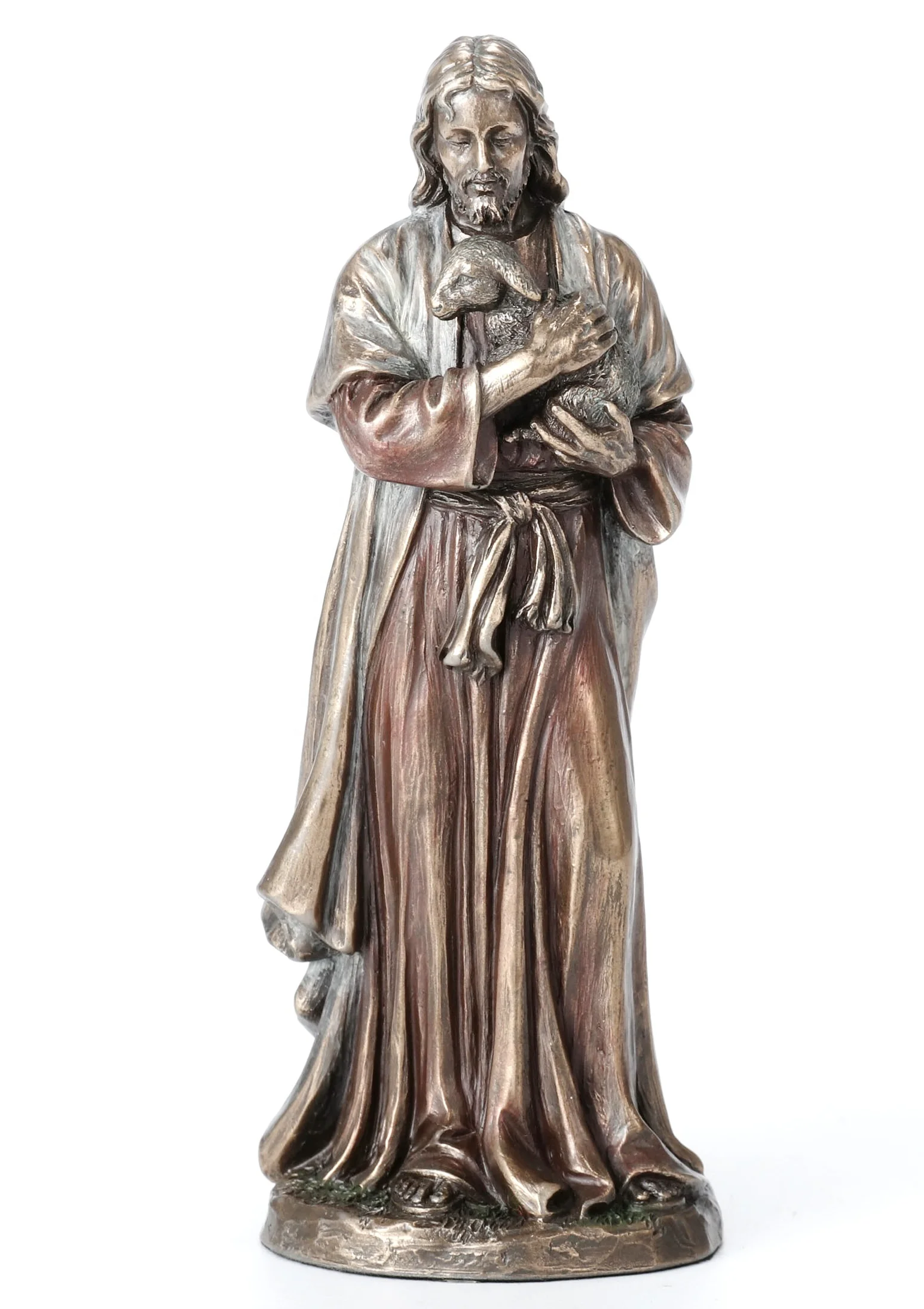 VERONESE DESIGN -JESUS HOLDING a LAMB - COLD CAST BRONZE OEM AVAILABLE