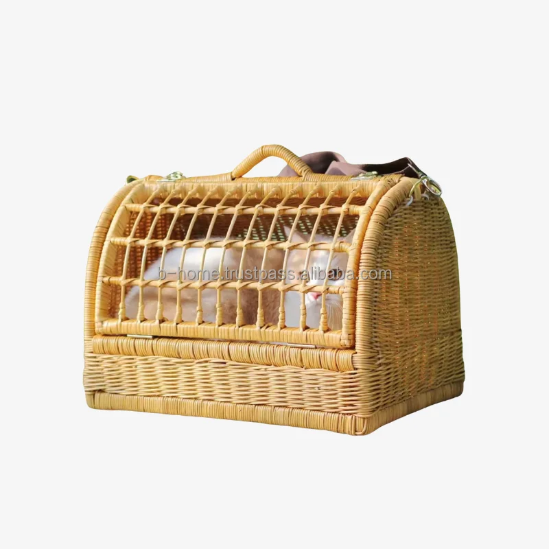 handicraft Pet Chair General Knitting Cat & Dog Bed Woven Rattan Removable and Washed Pet Nest with Soft Cushion Cat Houses