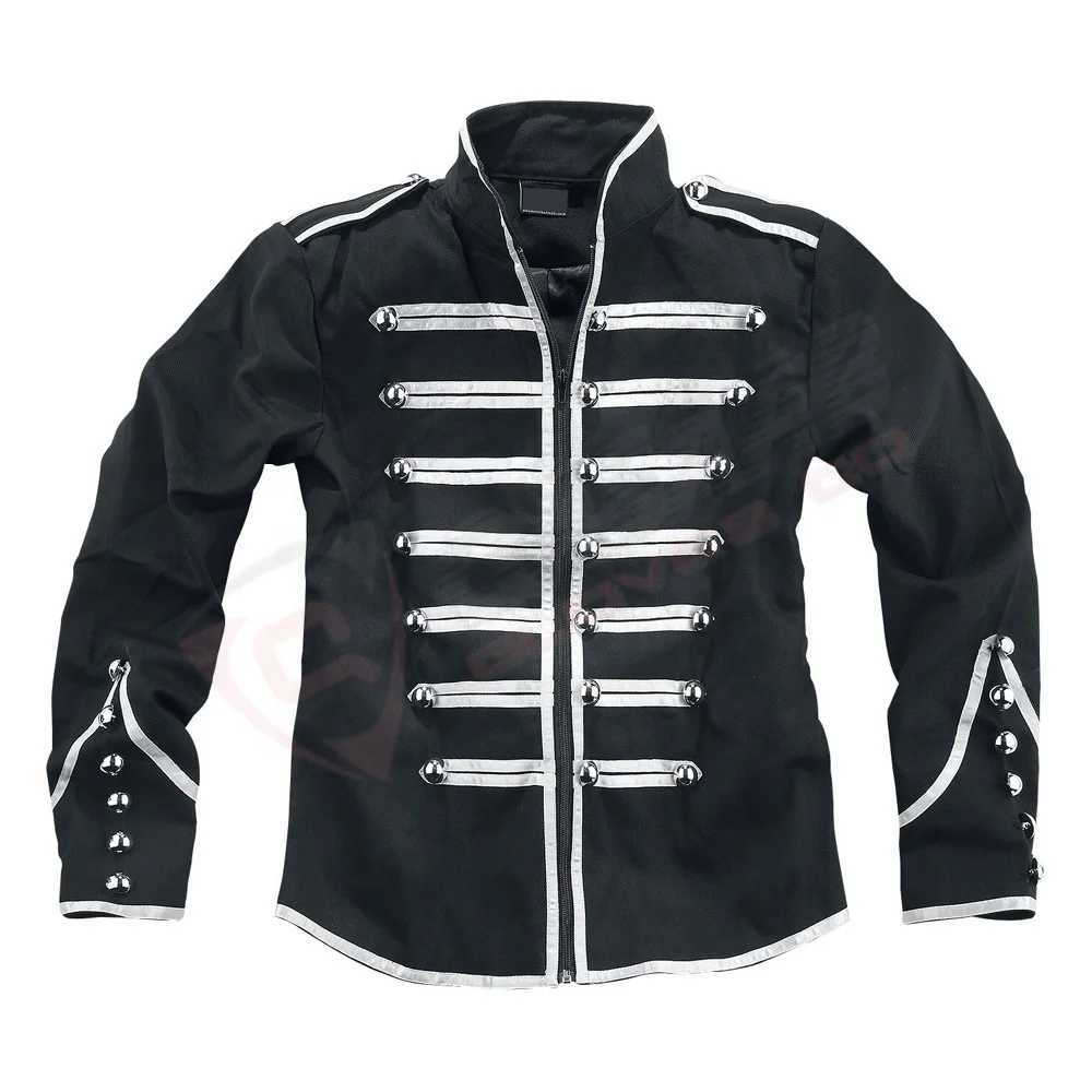 Medieval-Princess Steampunk-Gothic Clothing  Black Cotton Jacket Vintages Stand-Collar Retro-Style Breathable Coats Jackets