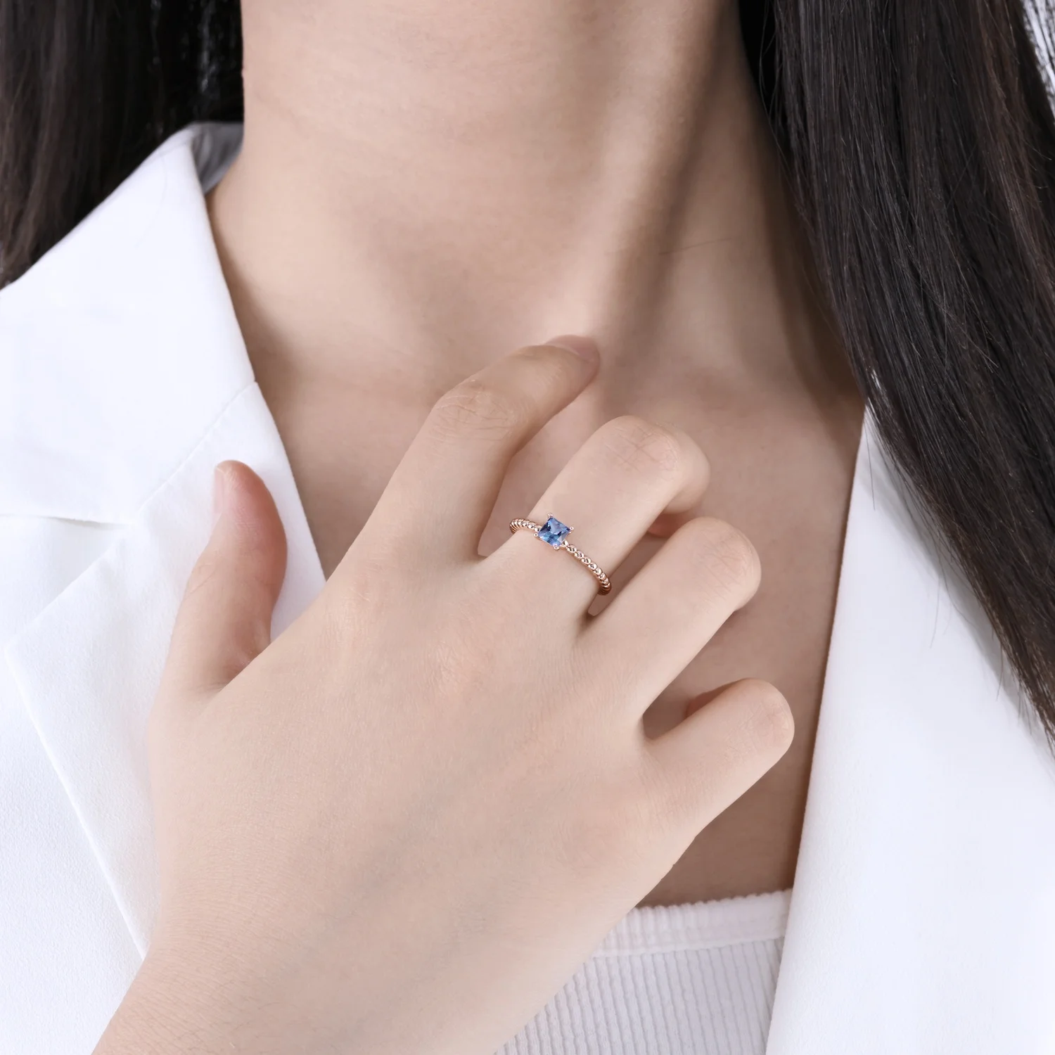 Sterling Silver 925 Color Change Alexandrite Trendy Fashion Twisted Square Stone Dainty Ring For Women Destiny Jewellery