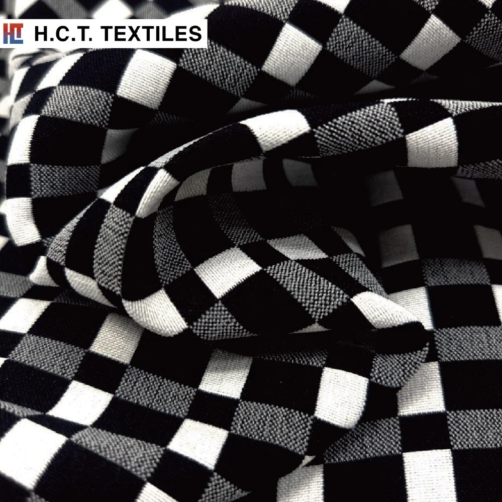 Тканая клетчатая ткань dobby 250 г эластичная полиэфирная нейлоновая