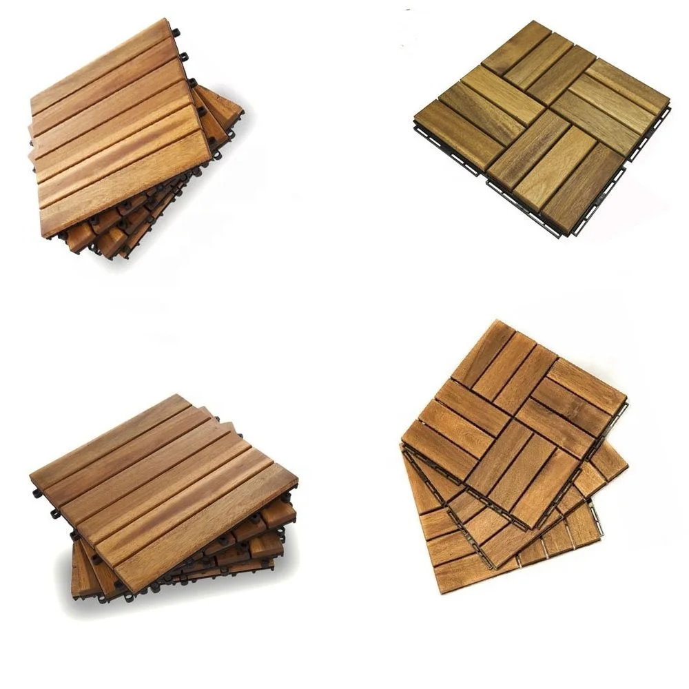 Плетеная напольная плитка из дерева акации, пластиковая композитная плетеная напольная плитка B6923