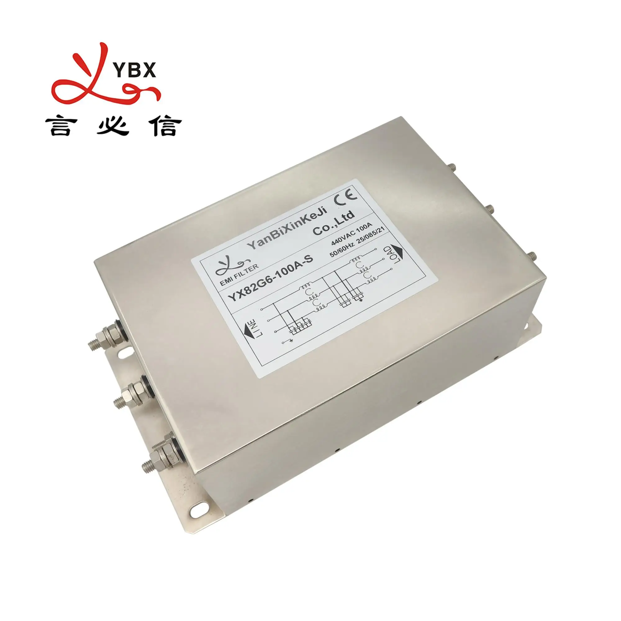 20A High Performance Three Phase Power Filters Bolts Output Automatic Equipment EMI Filters