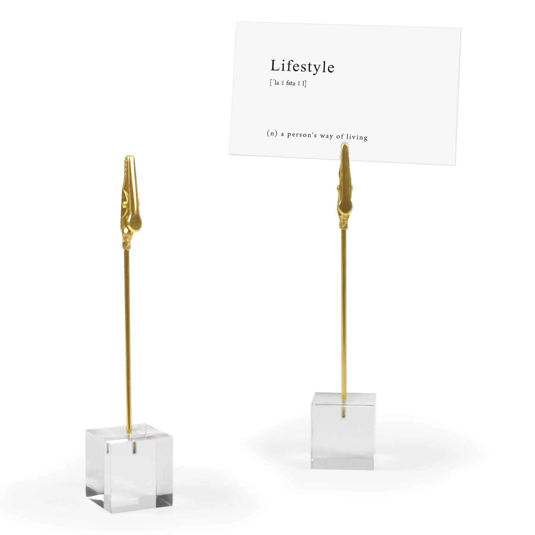 Clear Acrylic Cube Floating Memo Holder Name Cards Clips Note Holder