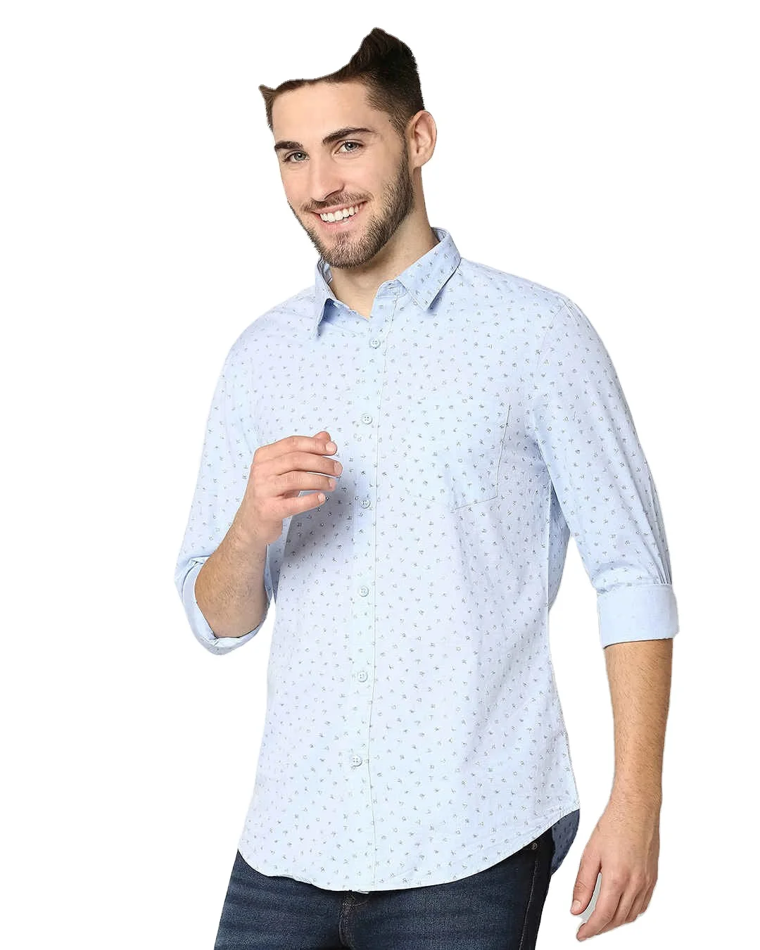 New Fashion Cotton Long Sleeve Turn Down Collar  Shirt Solid Slim Fit Male Social Casual Business White Black Dress Formal Shirt