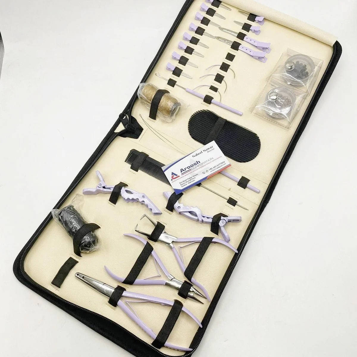 Wholesale Purple Color Stainless Steel Hair Extension Tools Kit Tap in Hair Pliers with, loop, Clips, Beads