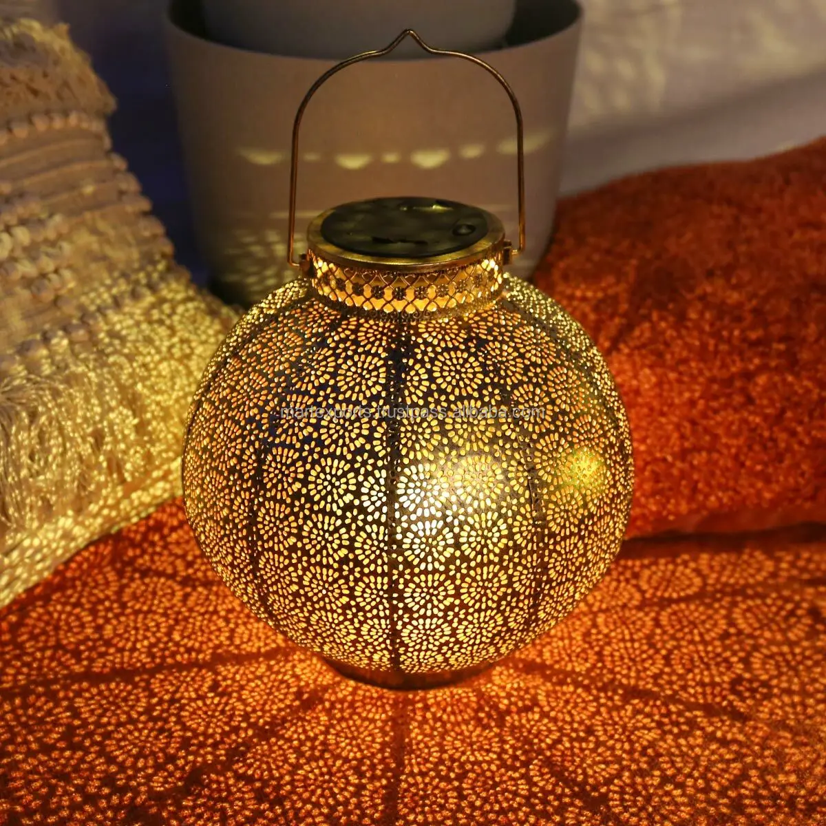 Moroccan Metal Candle Lantern with Colored Glass Antique Metal Candle Lantern Hanging Indoor and Outdoor