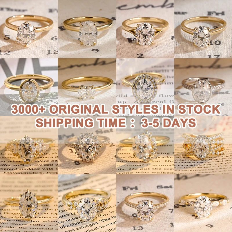 Factory Price Oval Cut VVS Moissanite Diamond 925 Sterling Silver Solitaire Oval Moissanite Engagement Ring Wedding Proposal