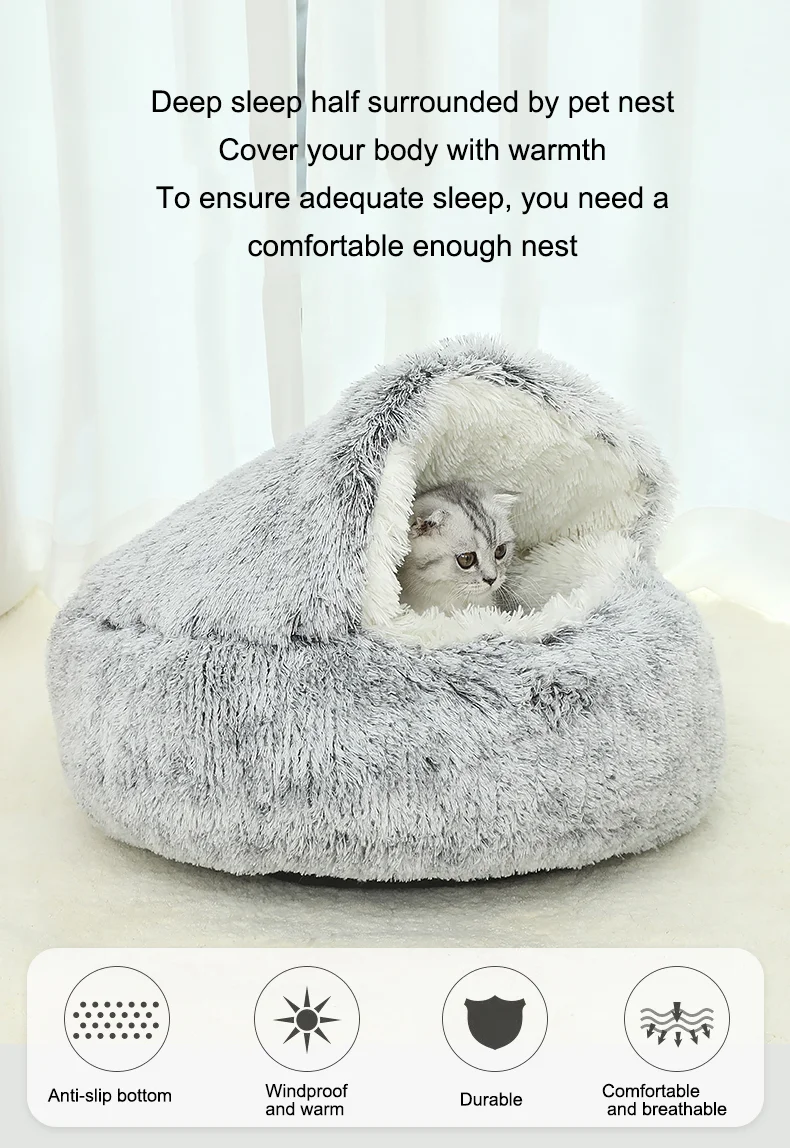 2023 Hot Selling Multi Colors Eco Friendly Round Shape Machine Washable Pet Bed For Cat