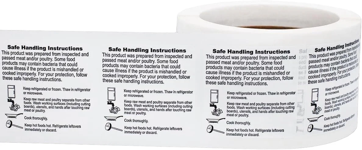 High Quality Food Safe Handing Instruction Stickers For Food Package Labels For Supermarket Grocery Stores