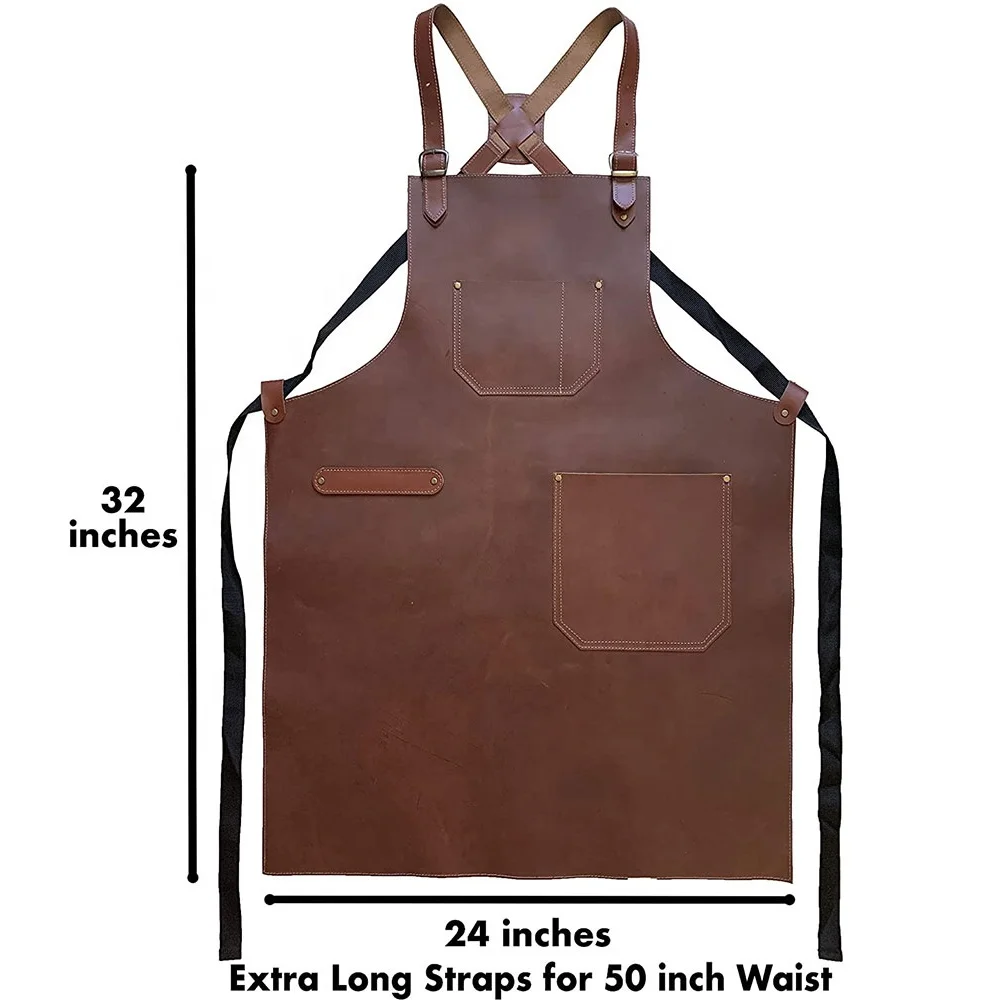 2021 Best Selling Adjustable Men Leather Apron Waterproof Oil Proof Industrial Apron