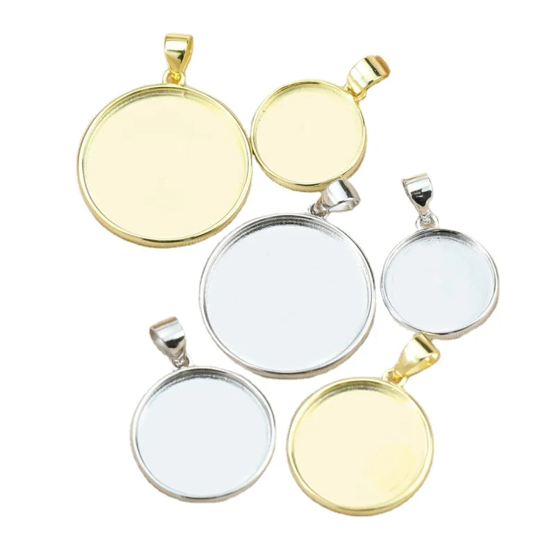New Arrival Best Selling 4mm-20mm DIY Genuine 925 Sterling Silver Bezel Cup Pendant Finding Mounting Blank Setting For Pendant