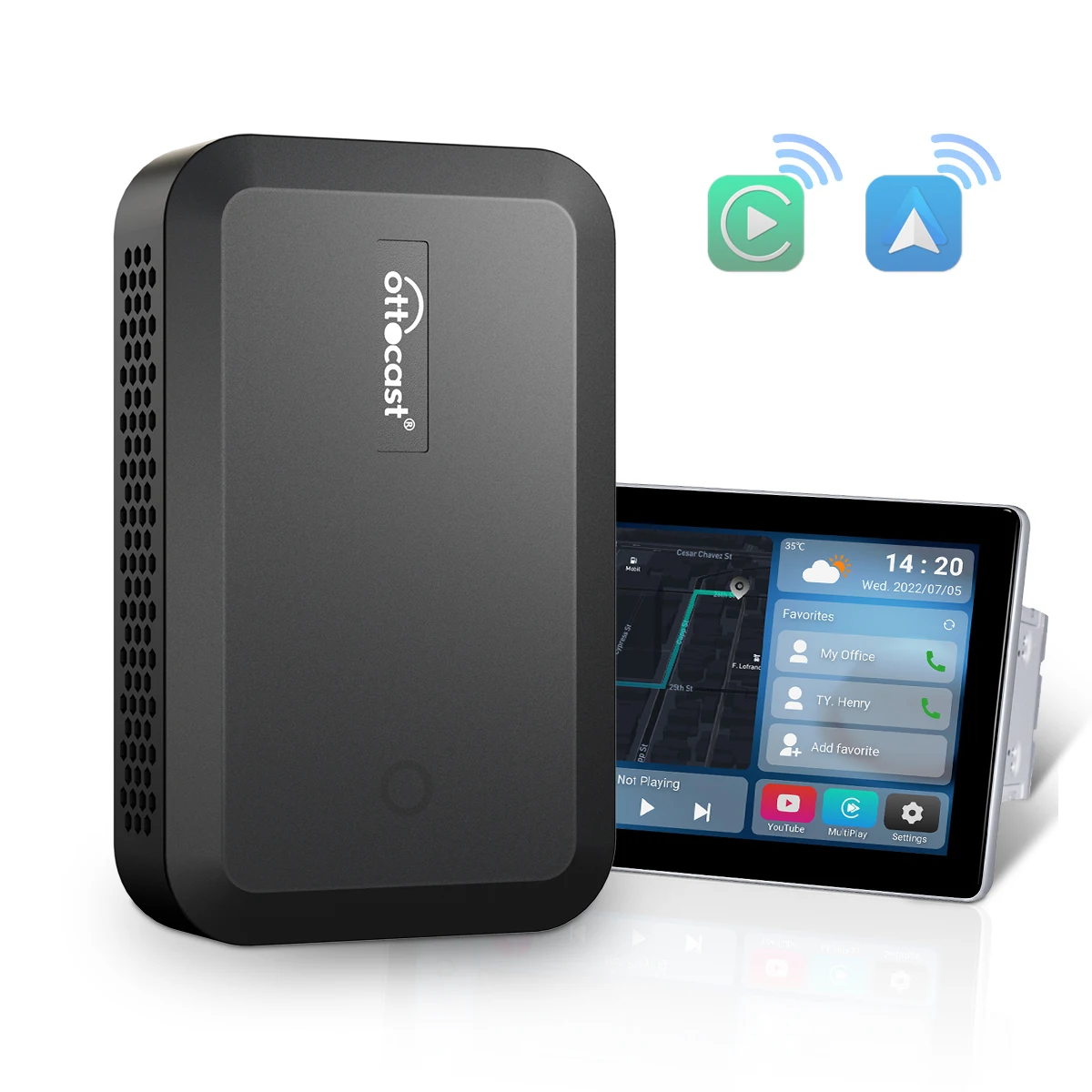 2024 Ottocast Carplay AI Box Carplay Android System Multimedia  Carplay Ai Box with HD MI input and output universal for cars