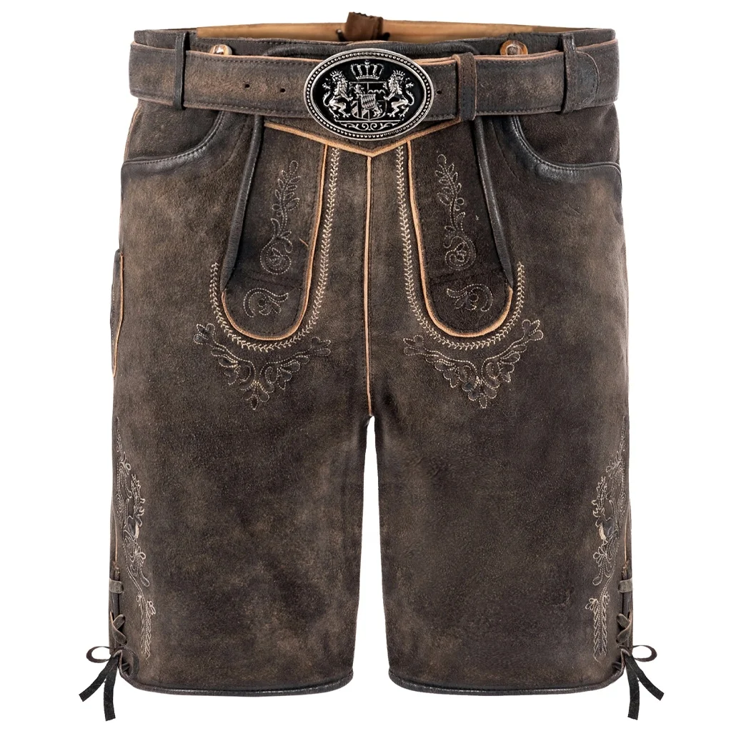 100% Goat Leather Lederhosen Customized Logo Oktoberfest Spring Season Lederhosen Highly Recommended Knife Pockets Lederhosen
