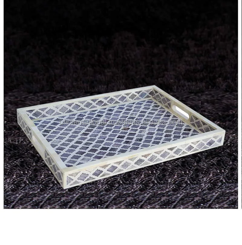  Лучшее качество белый цвет с перламутровой инкрустацией Современный Античный сервировочный поднос ручной работы Лидер продаж лоток для продукта лучшего качества