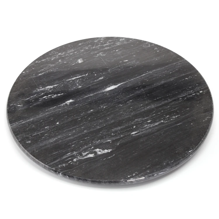 Вращающаяся сервировочная доска для торта, столик-органайзер для обеденного стола «ленивая Сьюзан» из черного мрамора 12 дюймов