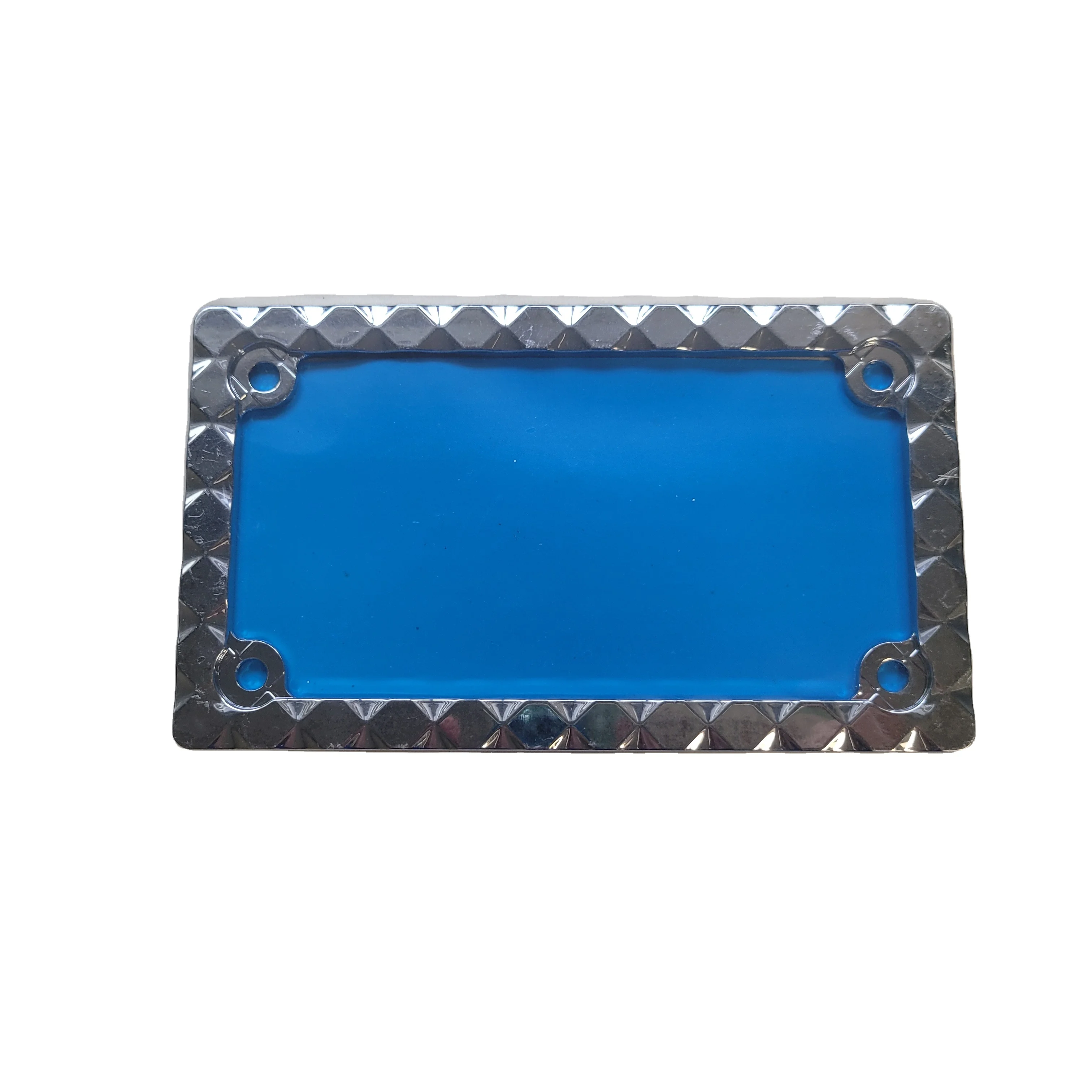 50cc Motorcycle Silver Diamond Plate License Plate Frame for Light Travel