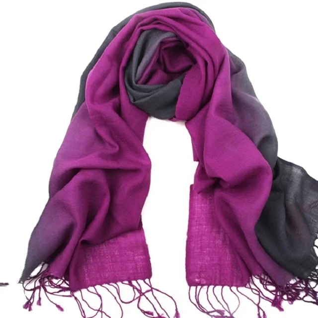 Two Tone Dye Pashmina shawls Scarf High Quality Viscose ombre Custom Design Fancy Stylish Women Scarves
