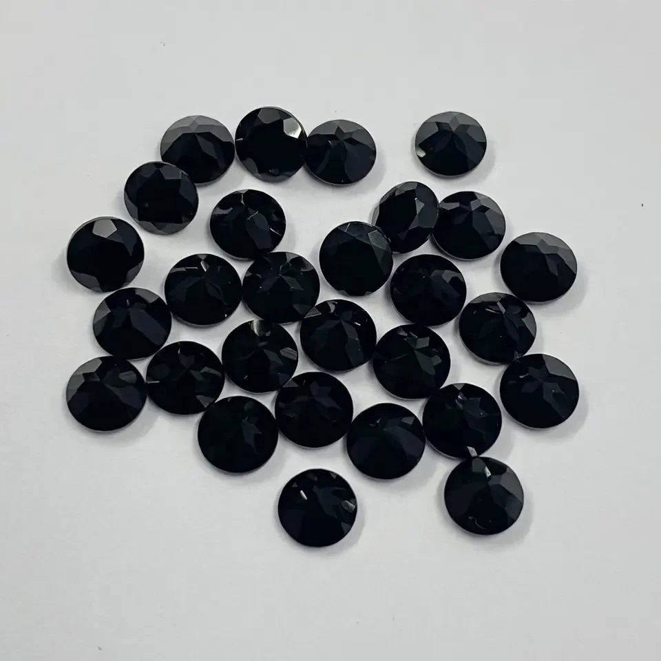 12mm Natural Black Onyx Faceted Round Cut Export AAA Quality Polished Loose Gemstones From India Manufacturer At Wholesale Price