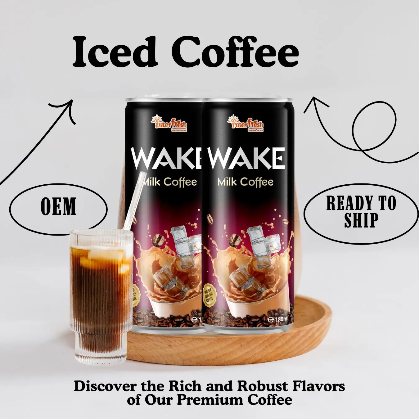 Interfresh Milk Coffee Drink in canned 180ml Arabica mix Robusta Coffee Bean Best Wholesales Price from Vietnam Factory