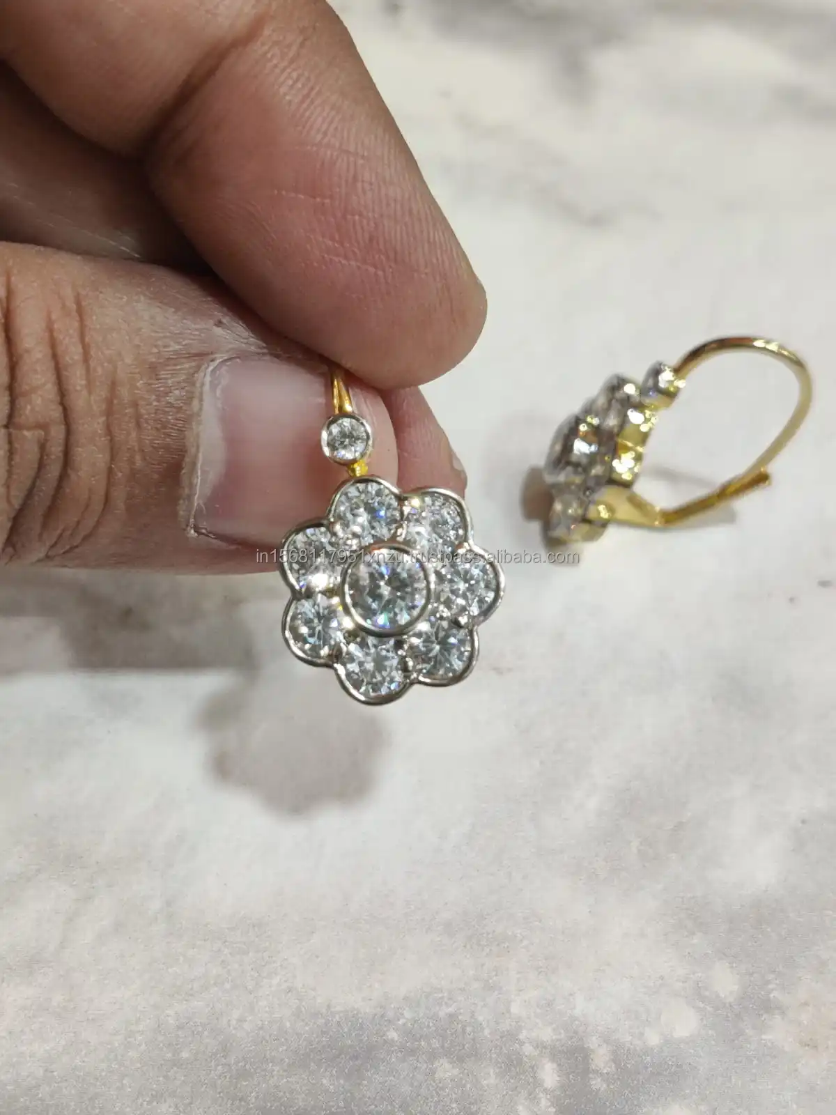 Buy Stylish Designed 2.2CT Antique Floral Flower Diamond Cluster Wedding Dangle Earrings 14K Yellow Gold