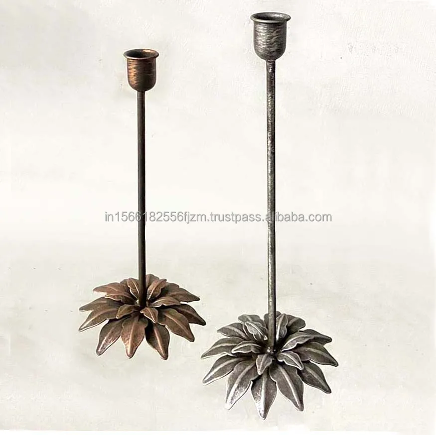 Wholesale Gold Color Marble Base Candle Stand Tree New Design Antique T-Light Decorative Metal Candle Home Decoration Set Boxed