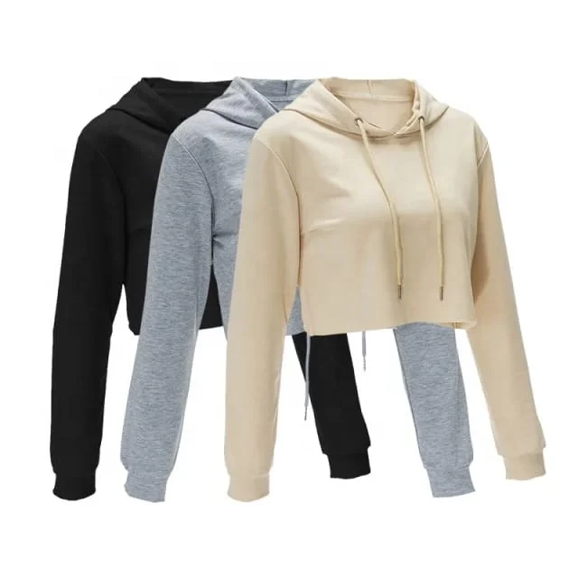 Women Casual Crop Tops Pullover Crop Top Hoodie Casual Women Wear