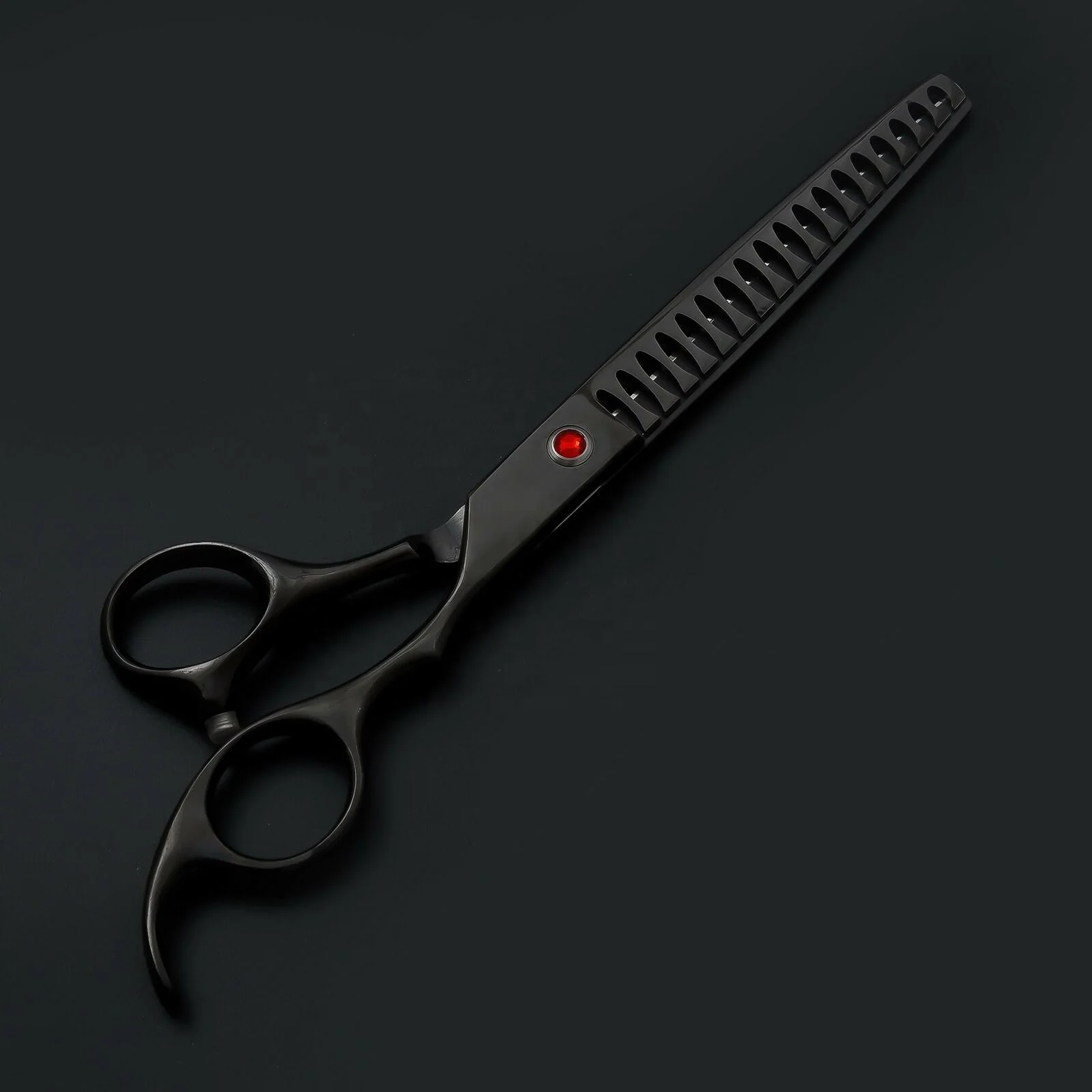 Custom Logo Matte Black Barber Hair Thinning Scissors Stainless Steel Handle Sharp Blunt Blade Hair Cutting Premium Packaging
