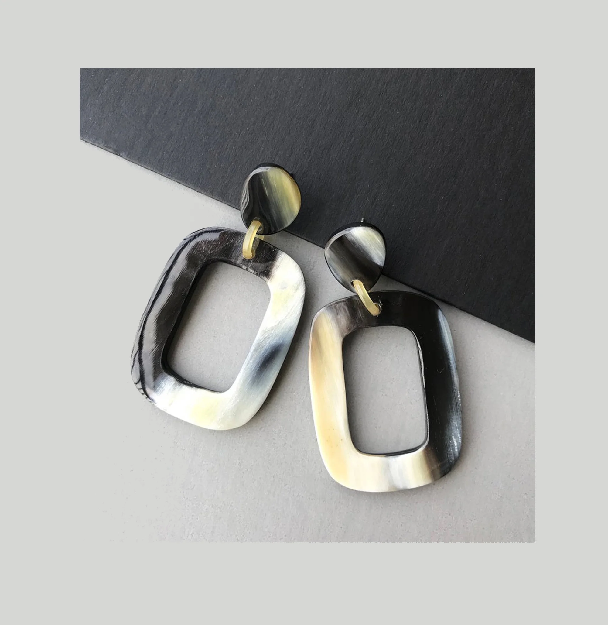 Buffalo Horn Natural Hoop Earring  New Design Natural Shade Custom Shape Drop Earrings set for Girls fashion