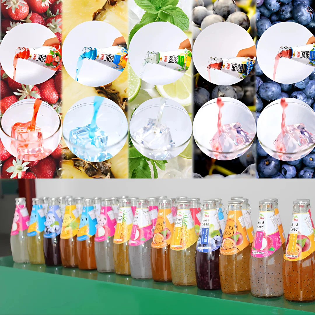 Free Sample & Private Label 290ml Strawberry Chia Seed Drink - VINUT Vietnam, Sugar-Free, Factory Pricing Available