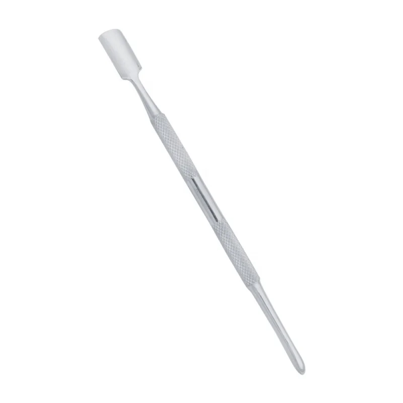 Factory Wholesale Nail Art Custom label stylish angled cuticle nail pusher Stainless Steel Cuticle Pusher Life Care Instruments