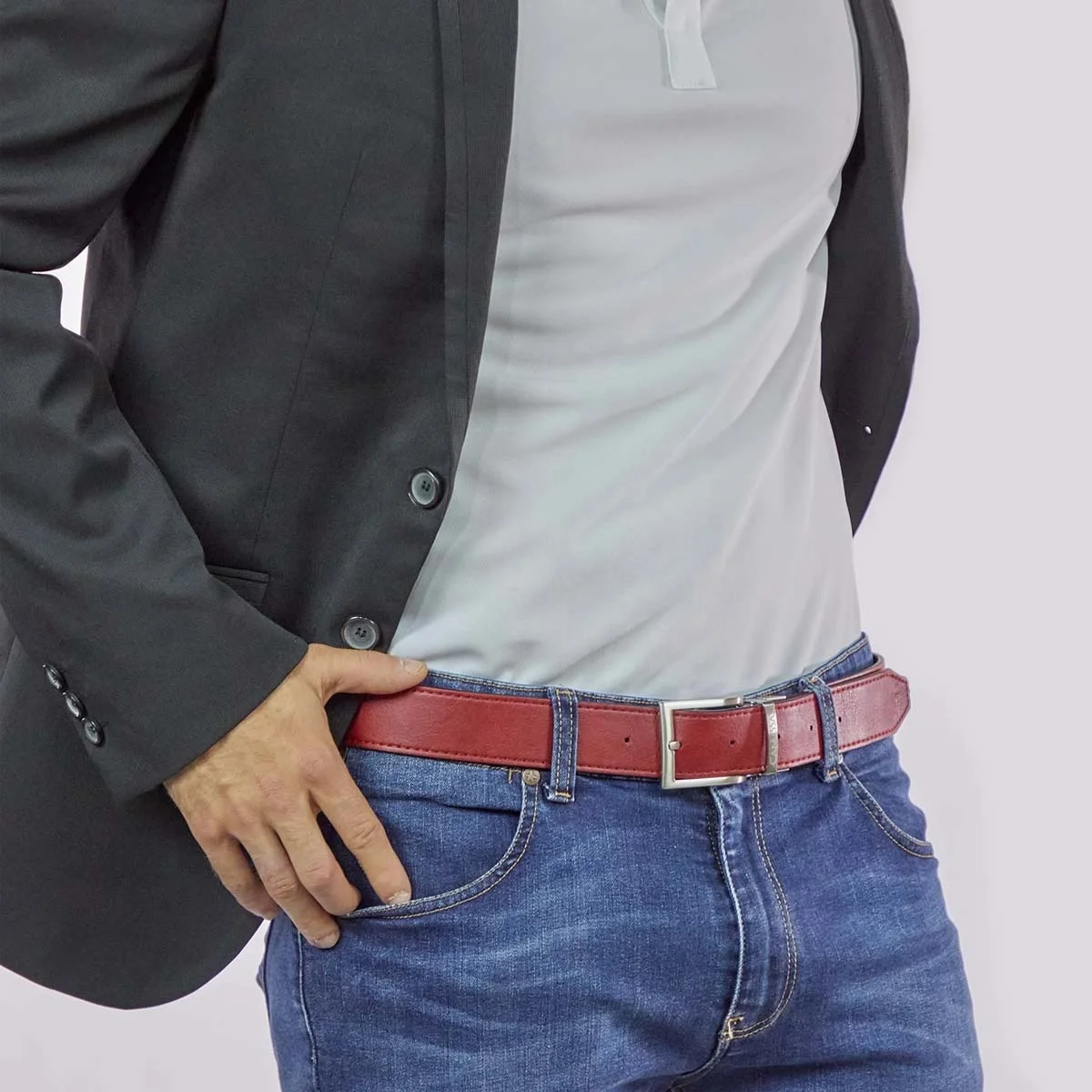 Reversible Belt Black Leather One Side Brown the Other Chrome Twist Buckle 34mm Wide Nicely Gift Boxed Smart or  Casual to Fit
