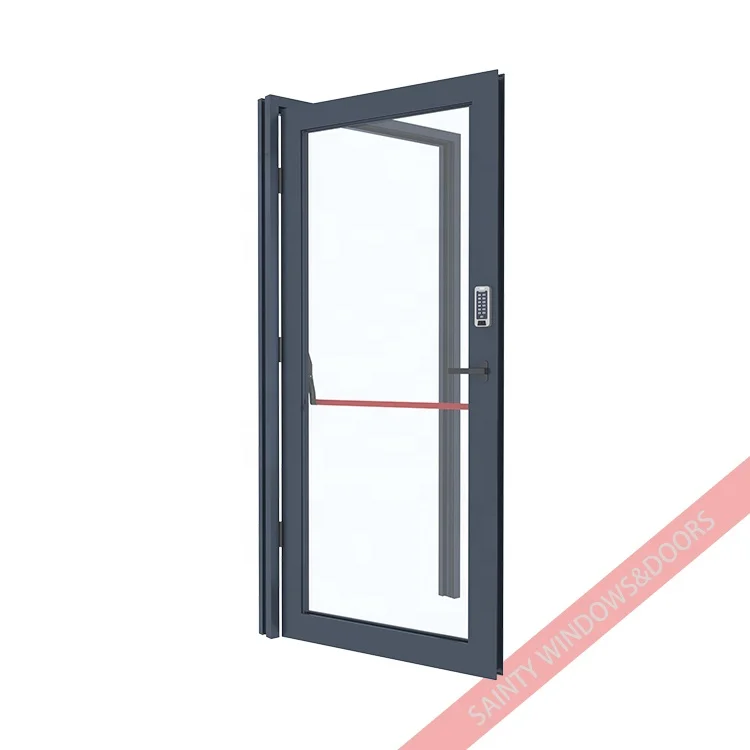 Aluminum door public door with digital lock and panic bar villa exterior front smart door