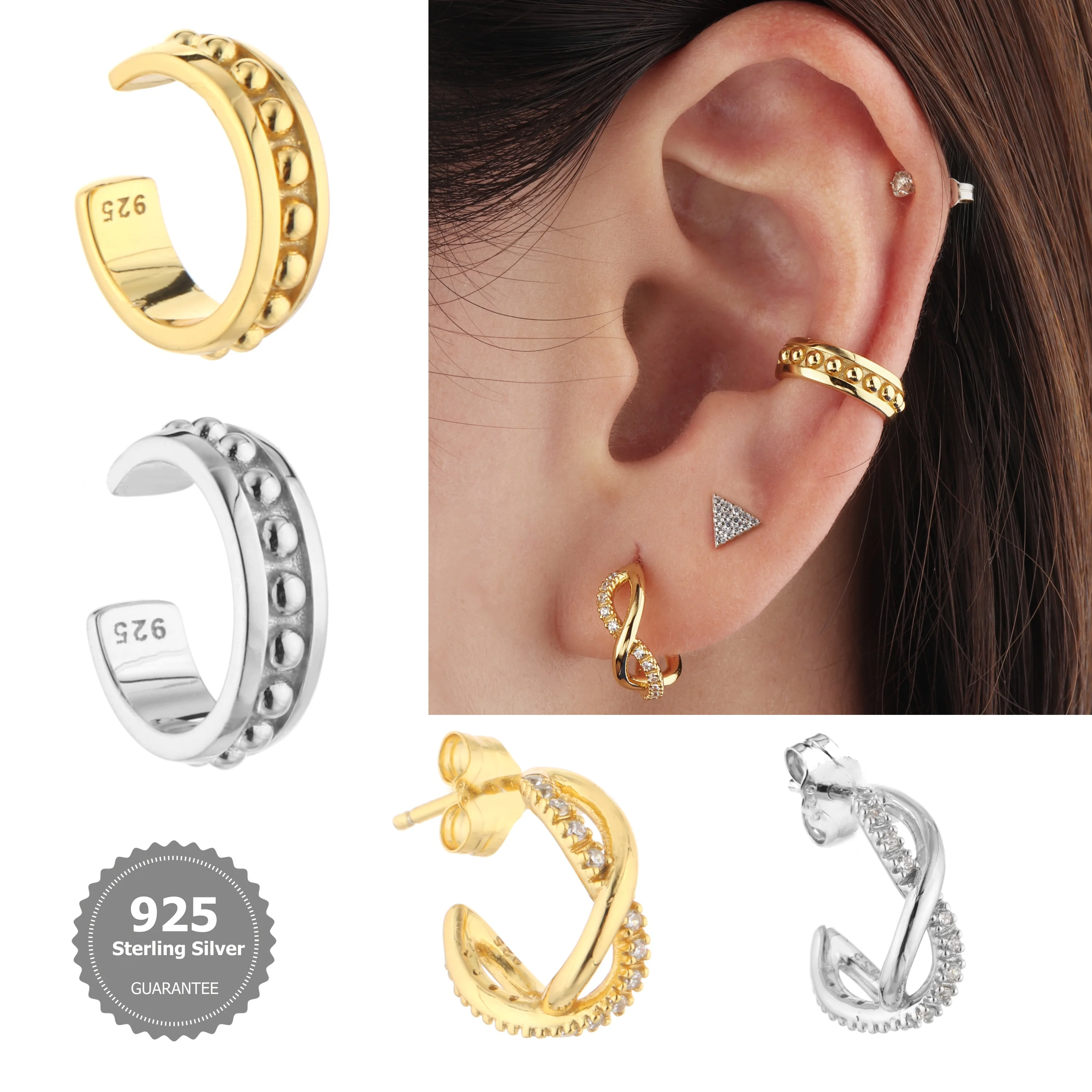 925 Sterling Silver Jewelry ear cuff sterling silver earrings