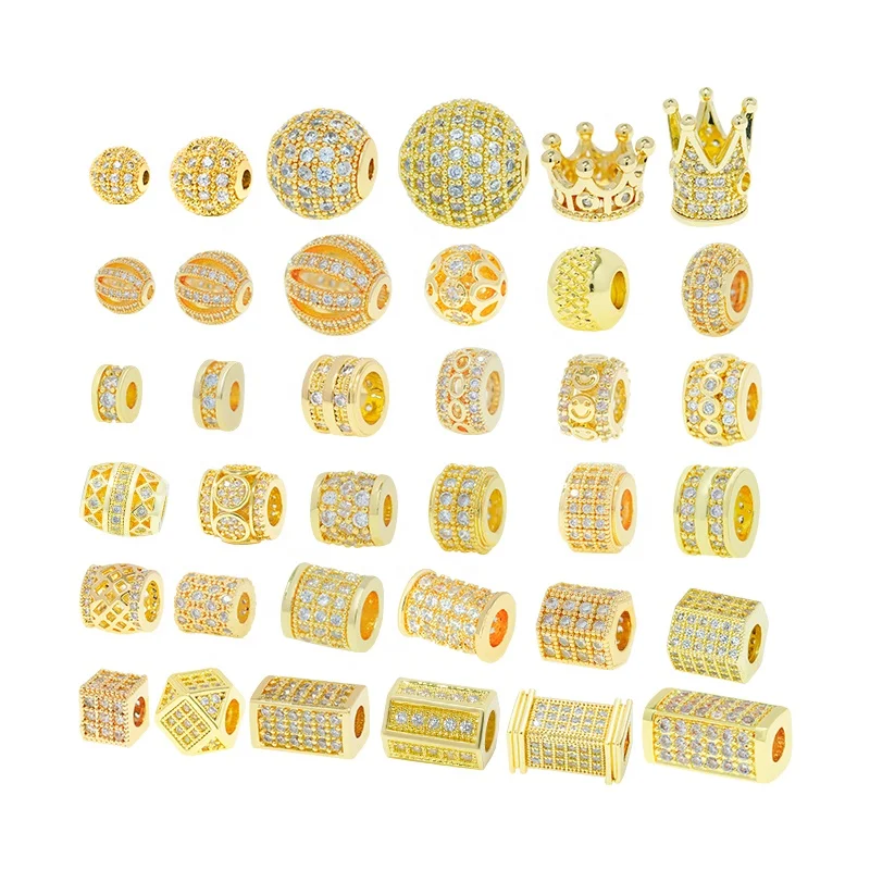fashion jewelry 2022 18k gold plated jewelry cz spacer beads gemstone beads for jewelry making cubic zirconia diamond diy