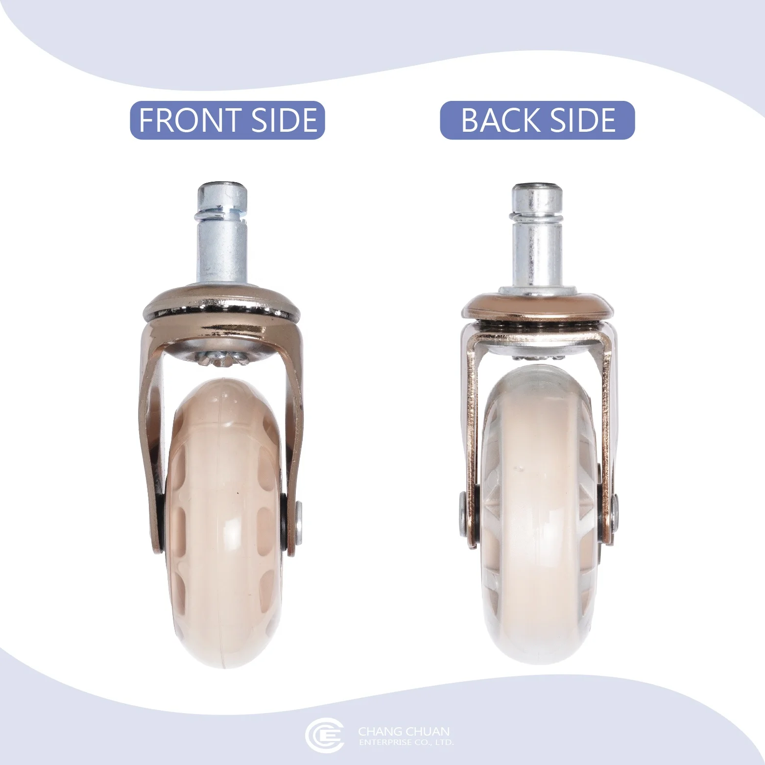 Rose Gold Furniture Bearings PU 65mm Office Racing Chair Caster Wheel