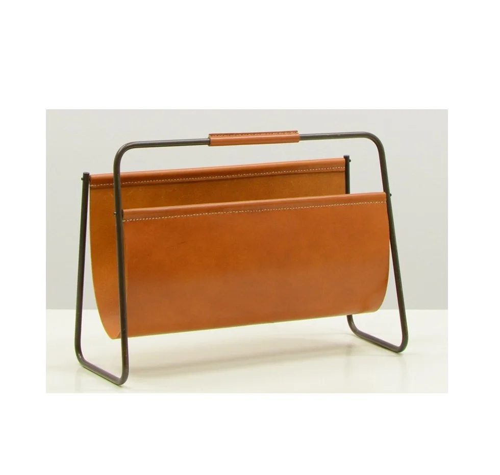 PU Leather Magazine Rack Document File Holder File Folder Organizer Magazine Holder Newspaper Book Storage Basket With Handles