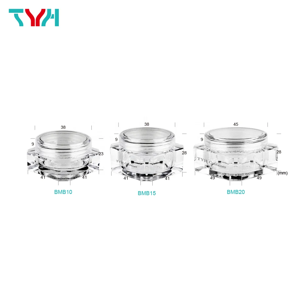 10ml PS Transparent Octagon Plastic Cosmetics Makeup Glitter Powder Jar Pot With Round Screw Cap Lid (BMB10)