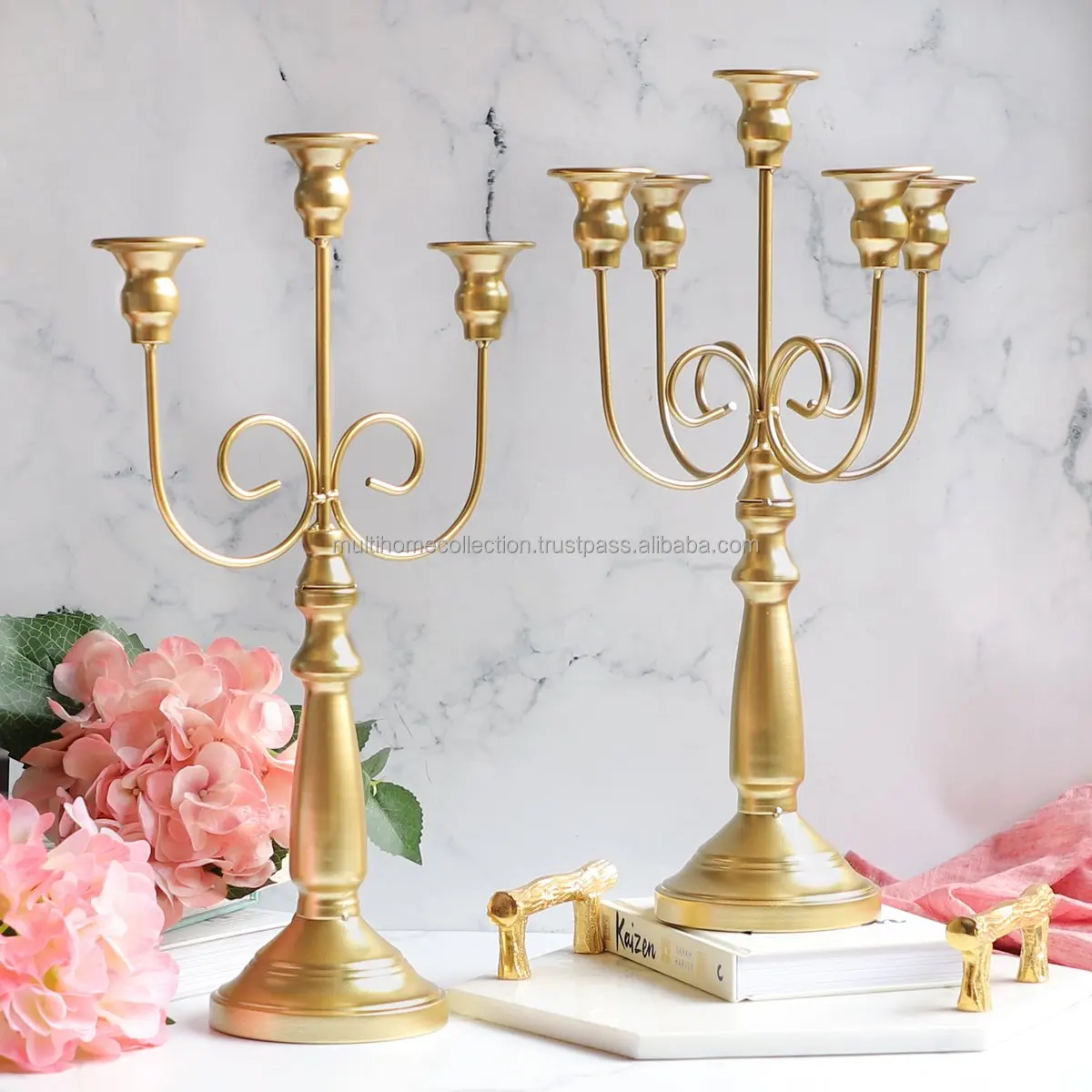 2023 Luxury Style Fancy Standing Candle Holder Tealights Gold Plated Indian Handcrafted Metal iron Candle Holder For Christmass