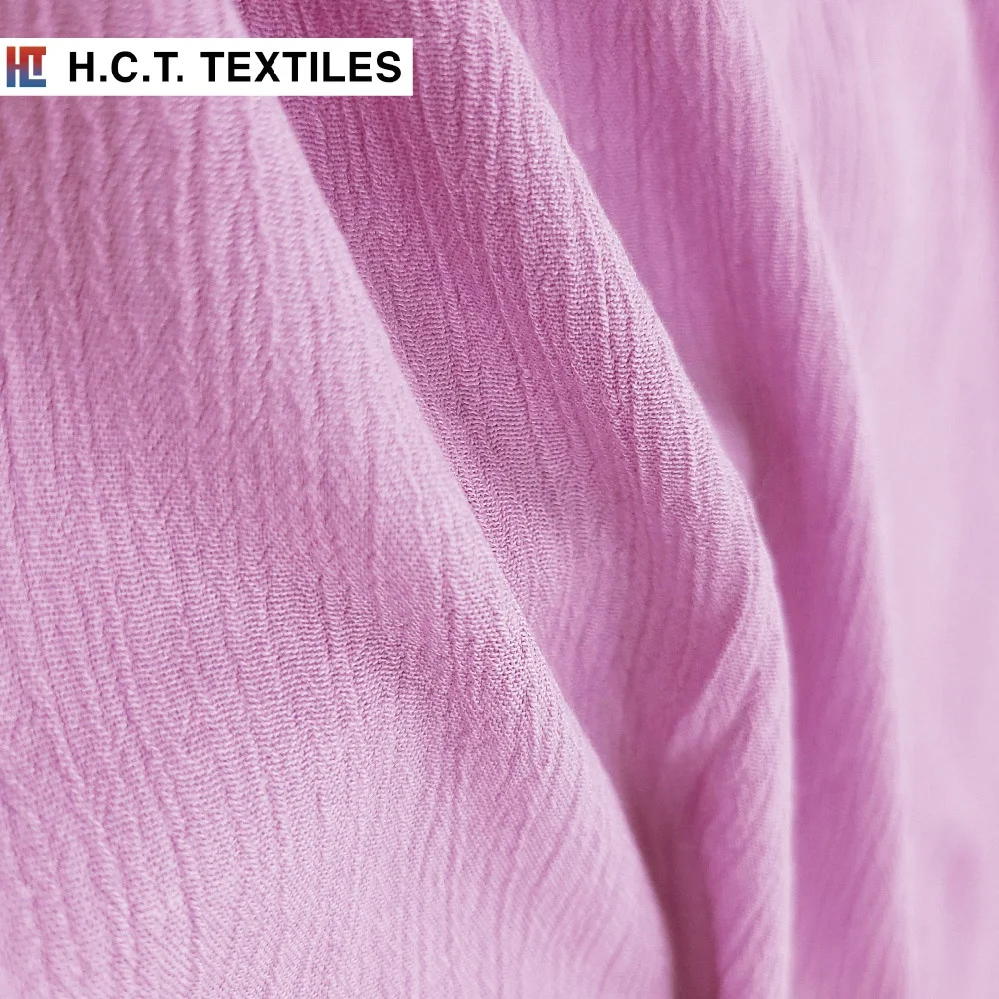 Fluid Drapery 170g 65% Rayon 35% Polyester crinkle muslin fabric for casual wear