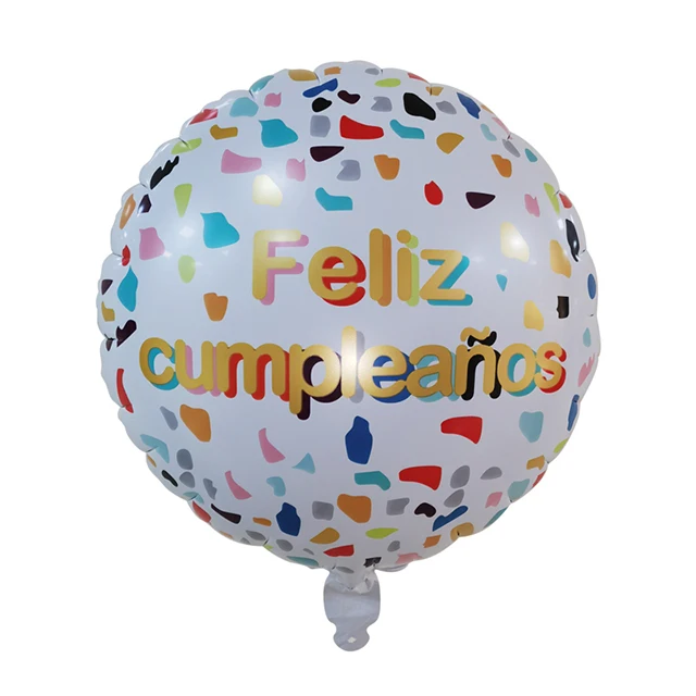 Hot Sale Party Decoration Spanish Letter Happy Birthday Round Shape Foil Balloons Supplier Kids Children Toys
