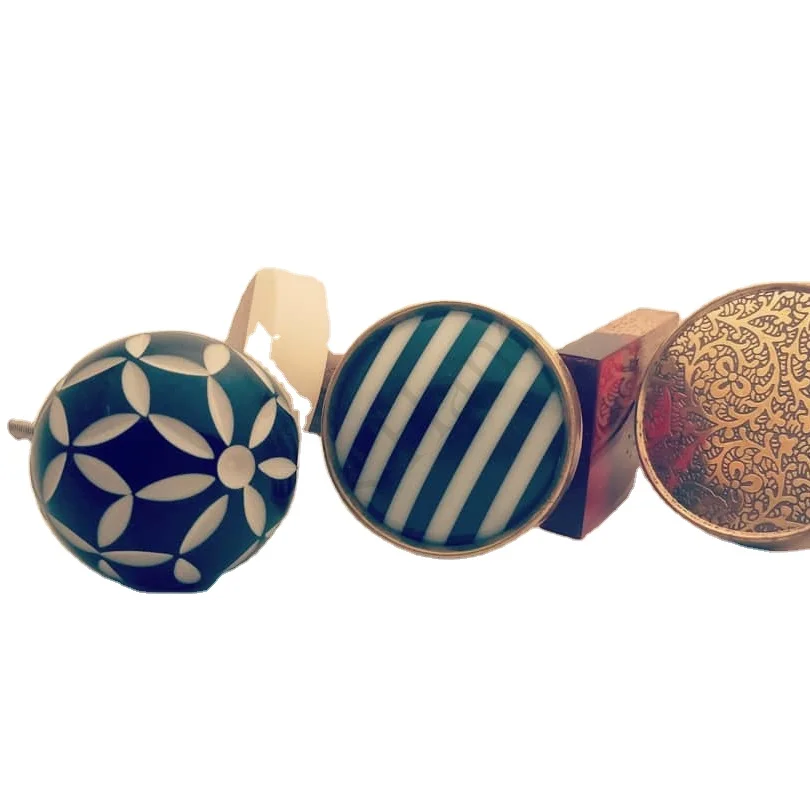 Resin inlaid brass knob round design decorative knob handcrafted 2022 furniture Door knob & handle