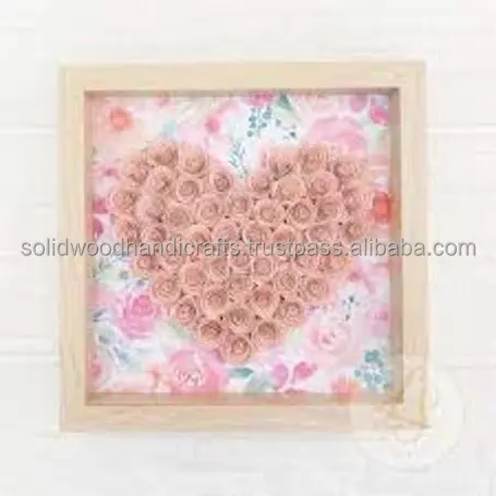 High Quality Customize 3D Deep Flowers Display Case Table Top Solid Wood Memory Box Frame Art Shadow Box
