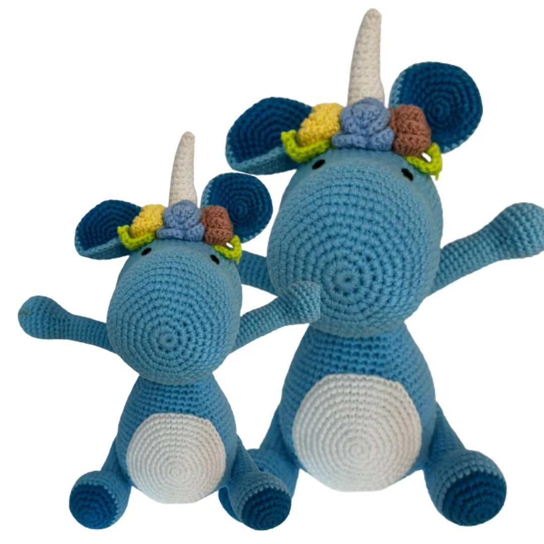Bobby Dinocorn Amigurumi вязаный крючком узор ручной работы хлопок вязание мягкие животные куклы дети плюшевый материал PP отличная идея подарка